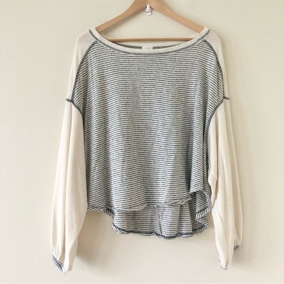 By Together Lori Two Tones Top Grey and Cream Stripped Size Medium - Picture 5 of 11